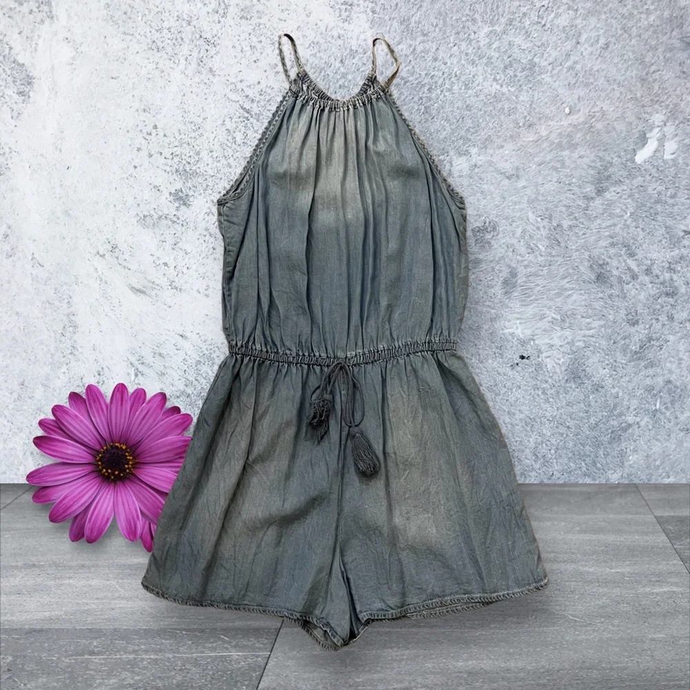 Mossimo Supply Co. Lightweight Denim-like Shorts Romper - Picture 1 of 14